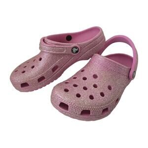 Crocs Taffy Pink Classic Glitter Clog size 5 men & Size 7 woman